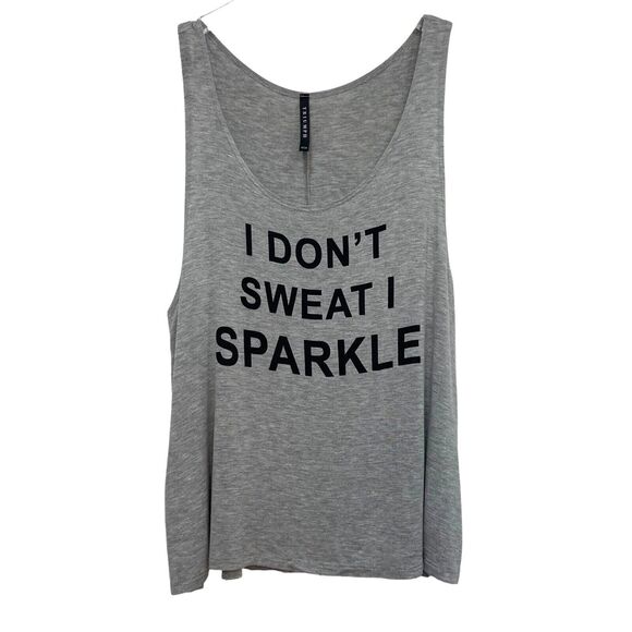 “I Don’t Sweat I Sparkle” Gray Racerback Workout Tank Top Women's One Size - Picture 1 of 6